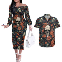 I Talk I Smile I Laugh Too But Be Care Ful When I'm Silent Couples Matching Off The Shoulder Long Sleeve Dress and Hawaiian Shirt - Wonder Print Shop