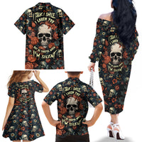 I Talk I Smile I Laugh Too But Be Care Ful When I'm Silent Family Matching Off Shoulder Long Sleeve Dress and Hawaiian Shirt - Wonder Print Shop