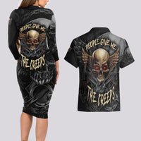 People Give Me The Creep Couples Matching Long Sleeve Bodycon Dress and Hawaiian Shirt - Wonder Print Shop