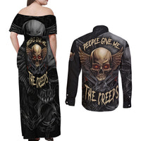 People Give Me The Creep Couples Matching Off Shoulder Maxi Dress and Long Sleeve Button Shirts - Wonder Print Shop