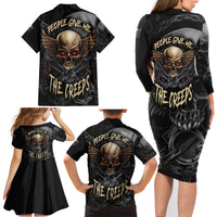 People Give Me The Creep Family Matching Long Sleeve Bodycon Dress and Hawaiian Shirt - Wonder Print Shop