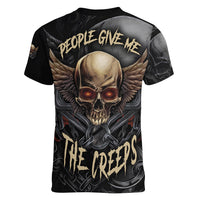 People Give Me The Creep Women V Neck T Shirt - Wonder Print Shop