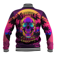 Foreuer Chasing Sunsets Skull Baseball Jacket - Wonder Print Shop
