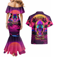 Foreuer Chasing Sunsets Skull Couples Matching Mermaid Dress and Hawaiian Shirt - Wonder Print Shop