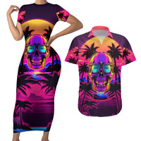 Foreuer Chasing Sunsets Skull Couples Matching Short Sleeve Bodycon Dress and Hawaiian Shirt - Wonder Print Shop