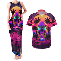 Foreuer Chasing Sunsets Skull Couples Matching Tank Maxi Dress and Hawaiian Shirt - Wonder Print Shop