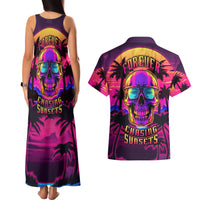 Foreuer Chasing Sunsets Skull Couples Matching Tank Maxi Dress and Hawaiian Shirt - Wonder Print Shop
