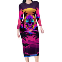 Foreuer Chasing Sunsets Skull Family Matching Long Sleeve Bodycon Dress and Hawaiian Shirt - Wonder Print Shop