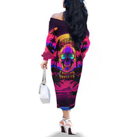 Foreuer Chasing Sunsets Skull Family Matching Off Shoulder Long Sleeve Dress and Hawaiian Shirt - Wonder Print Shop