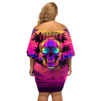Foreuer Chasing Sunsets Skull Family Matching Off Shoulder Short Dress and Hawaiian Shirt - Wonder Print Shop