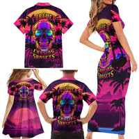 Foreuer Chasing Sunsets Skull Family Matching Short Sleeve Bodycon Dress and Hawaiian Shirt - Wonder Print Shop