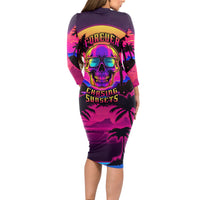 Foreuer Chasing Sunsets Skull Long Sleeve Bodycon Dress - Wonder Print Shop