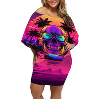 Foreuer Chasing Sunsets Skull Off Shoulder Short Dress - Wonder Print Shop