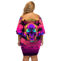 Foreuer Chasing Sunsets Skull Off Shoulder Short Dress - Wonder Print Shop