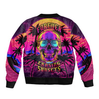 Foreuer Chasing Sunsets Skull Sleeve Zip Bomber Jacket - Wonder Print Shop