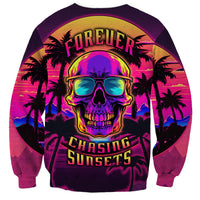 Foreuer Chasing Sunsets Skull Sweatshirt - Wonder Print Shop