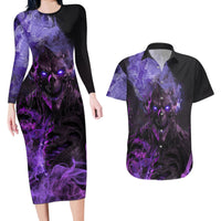 Don't Test The Monster In Me Couples Matching Long Sleeve Bodycon Dress and Hawaiian Shirt - Wonder Print Shop