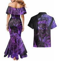 Don't Test The Monster In Me Couples Matching Mermaid Dress and Hawaiian Shirt - Wonder Print Shop