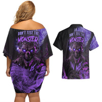 Don't Test The Monster In Me Couples Matching Off Shoulder Short Dress and Hawaiian Shirt - Wonder Print Shop