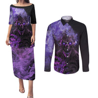 Don't Test The Monster In Me Couples Matching Puletasi Dress and Long Sleeve Button Shirts - Wonder Print Shop