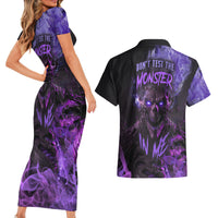 Don't Test The Monster In Me Couples Matching Short Sleeve Bodycon Dress and Hawaiian Shirt - Wonder Print Shop