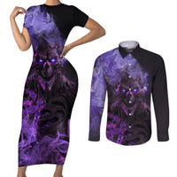 Don't Test The Monster In Me Couples Matching Short Sleeve Bodycon Dress and Long Sleeve Button Shirts - Wonder Print Shop
