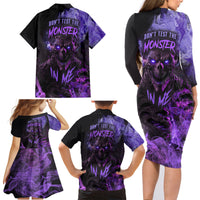 Don't Test The Monster In Me Family Matching Long Sleeve Bodycon Dress and Hawaiian Shirt - Wonder Print Shop