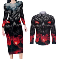 Time To Unleash Alittle Hell!! Couples Matching Long Sleeve Bodycon Dress and Long Sleeve Button Shirts - Wonder Print Shop