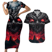 Time To Unleash Alittle Hell!! Couples Matching Short Sleeve Bodycon Dress and Hawaiian Shirt - Wonder Print Shop