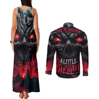 Time To Unleash Alittle Hell!! Couples Matching Tank Maxi Dress and Long Sleeve Button Shirts - Wonder Print Shop