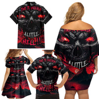 Time To Unleash Alittle Hell!! Family Matching Off Shoulder Short Dress and Hawaiian Shirt - Wonder Print Shop