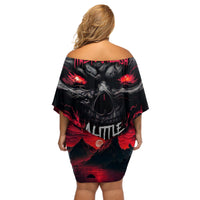Time To Unleash Alittle Hell!! Off Shoulder Short Dress - Wonder Print Shop