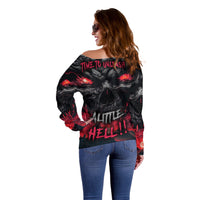 Time To Unleash Alittle Hell!! Off Shoulder Sweater - Wonder Print Shop