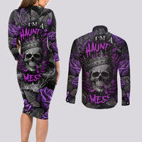 I am a Haunt Mess Couples Matching Long Sleeve Bodycon Dress and Long Sleeve Button Shirts - Wonder Print Shop