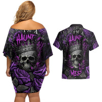 I am a Haunt Mess Couples Matching Off Shoulder Short Dress and Hawaiian Shirt - Wonder Print Shop