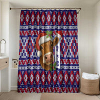 Cow in Santa Hat Be Kind Message Bathroom Set with Red Blue Knit Pattern Design - Wonder Print Shop