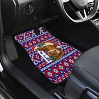 Cow in Santa Hat Be Kind Message Car Mats with Red Blue Knit Pattern Design - Wonder Print Shop