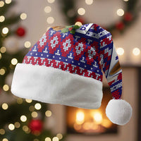 Cow in Santa Hat Be Kind Message Christmas Santa Hat with Red Blue Knit Pattern Design - Wonder Print Shop