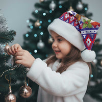 Cow in Santa Hat Be Kind Message Christmas Santa Hat with Red Blue Knit Pattern Design - Wonder Print Shop