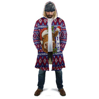 Cow in Santa Hat Be Kind Message Cloak with Red Blue Knit Pattern Design - Wonder Print Shop
