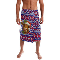 Cow in Santa Hat Be Kind Message Lavalava with Red Blue Knit Pattern Design - Wonder Print Shop