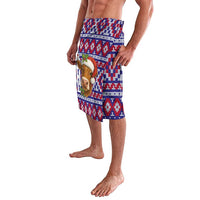 Cow in Santa Hat Be Kind Message Lavalava with Red Blue Knit Pattern Design - Wonder Print Shop