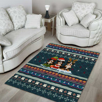 Bernese Mountain Dogs in Holiday Costumes Area Rug with Green Snowflake Pattern Design - Wonder Print Shop
