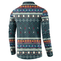 Bernese Mountain Dogs in Holiday Costumes Button Sweatshirt with Green Snowflake Pattern Design - Wonder Print Shop