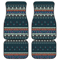 Bernese Mountain Dogs in Holiday Costumes Car Mats with Green Snowflake Pattern Design - Wonder Print Shop