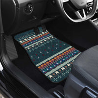 Bernese Mountain Dogs in Holiday Costumes Car Mats with Green Snowflake Pattern Design - Wonder Print Shop