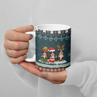 Bernese Mountain Dogs in Holiday Costumes Ceramic Mug with Green Snowflake Pattern Design - Wonder Print Shop
