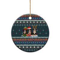 Bernese Mountain Dogs in Holiday Costumes Ceramic Ornament with Green Snowflake Pattern Design - Wonder Print Shop