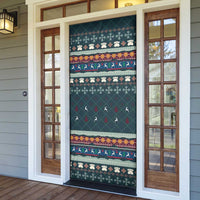 Bernese Mountain Dogs in Holiday Costumes Door Cover with Green Snowflake Pattern Design - Wonder Print Shop