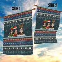 Bernese Mountain Dogs in Holiday Costumes Garden Flag with Green Snowflake Pattern Design - Wonder Print Shop